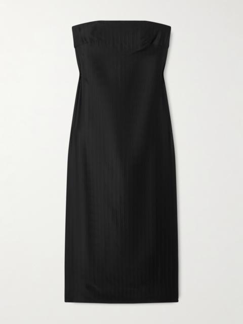 Loulou de Saison Giulia Strapless Paneled Satin Midi Dress