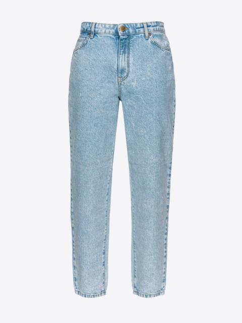 PINKO MOM-FIT JEANS IN OCEAN BLUE DENIM