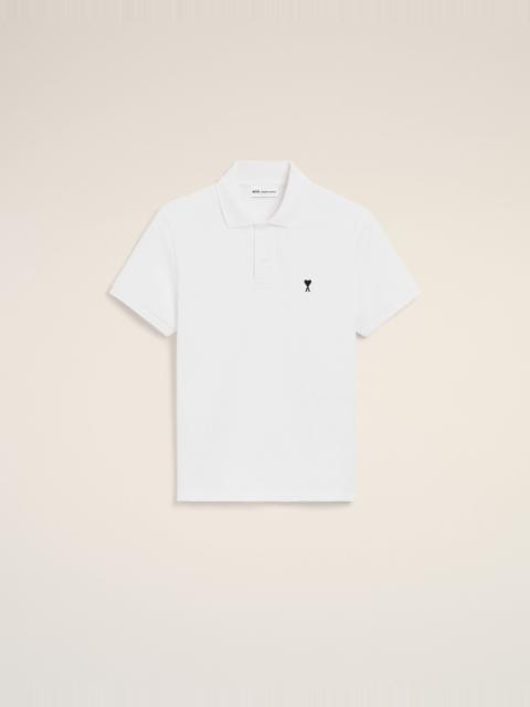AMI Paris WHITE COTTON SHORT SLEEVES AMI DE COEUR POLO SHIRT