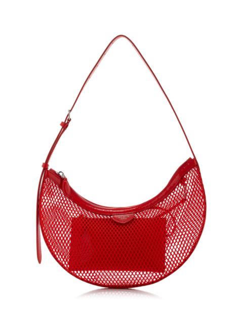 One Piece Demi Leather-Trimmed Mesh Shoulder Bag red