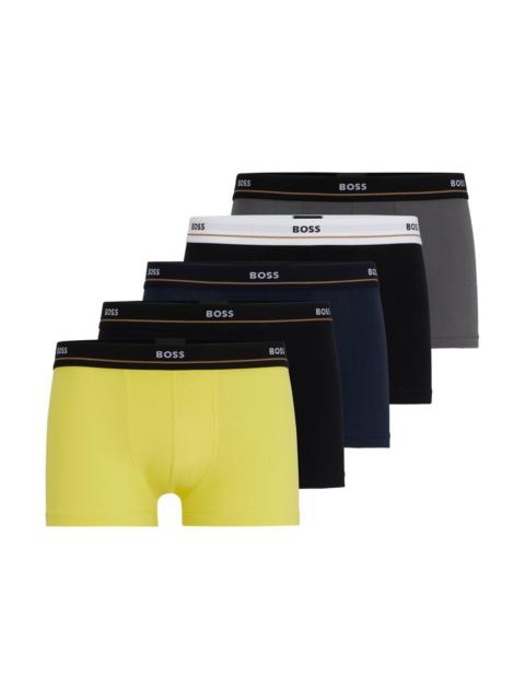 BOSS FIVE-PACK OF STRETCH-COTTON TRUNKS WITH LOGO WAISTBANDS