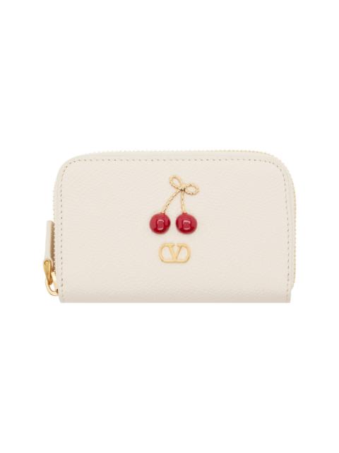 Valentino Off-White Cherryfic Mini Zip Wallet