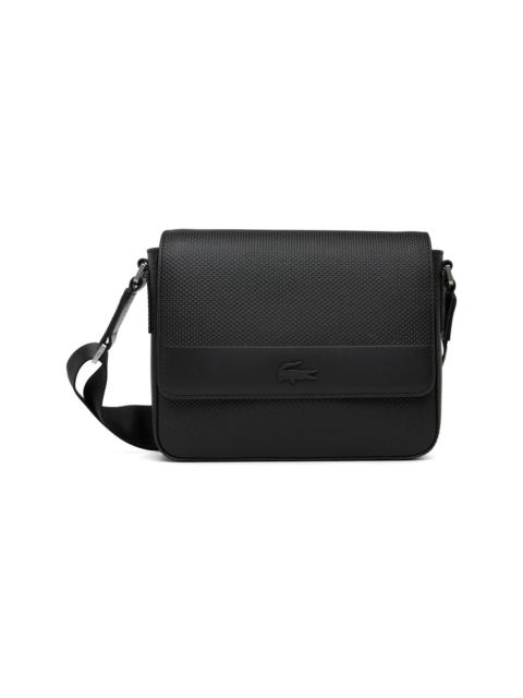 LACOSTE Black Chantaco Leather Messenger Bag