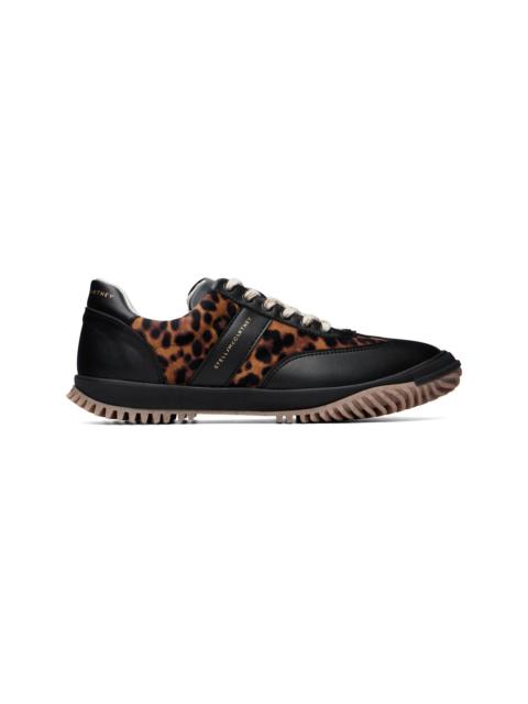 Stella McCartney Black & Beige Leopard Velvet Sneakers