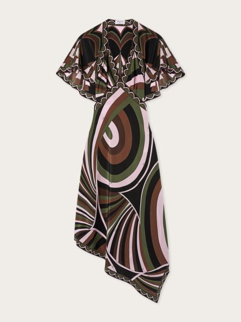 PUCCI IRIDE AND BAIADERA PRINT CRÊPE DE CHINE DRESS