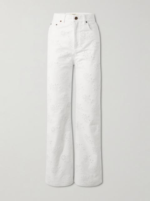 Chloé High-rise straight-leg broderie anglaise organic jeans White