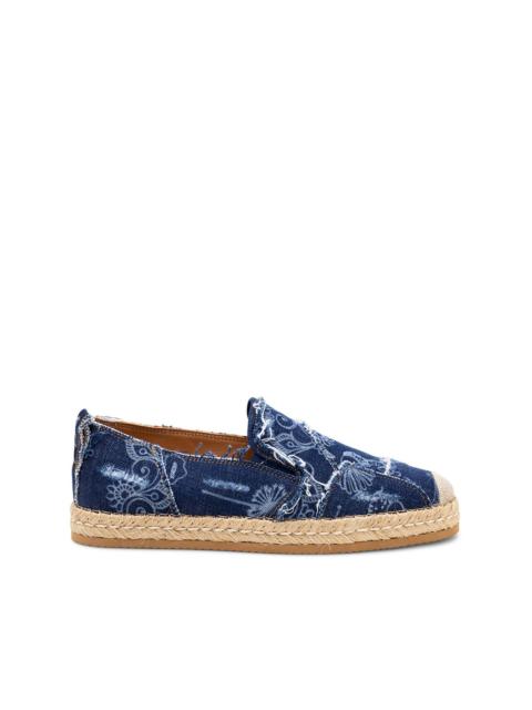 HOGAN denim floral print espadrilles