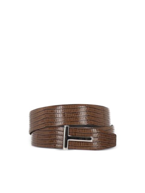 TOM FORD T-buckle lizard-effect belt