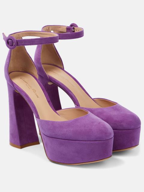 Gianvito Rossi Vernice platform suede pumps