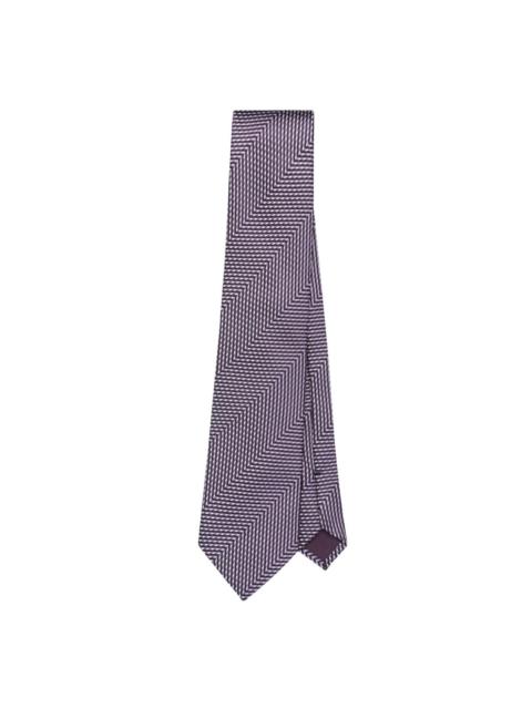 geometric-pattern print silk tie