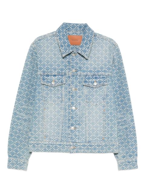 Sandro square-pattern denim jacket