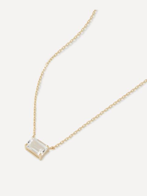 SUZANNE KALAN 14ct Gold Amalfi Emerald Cut White Topaz Pendant Necklace