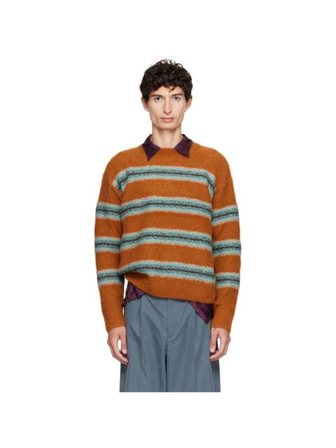 Dries Van Noten Orange Jacquard Wool Sweater