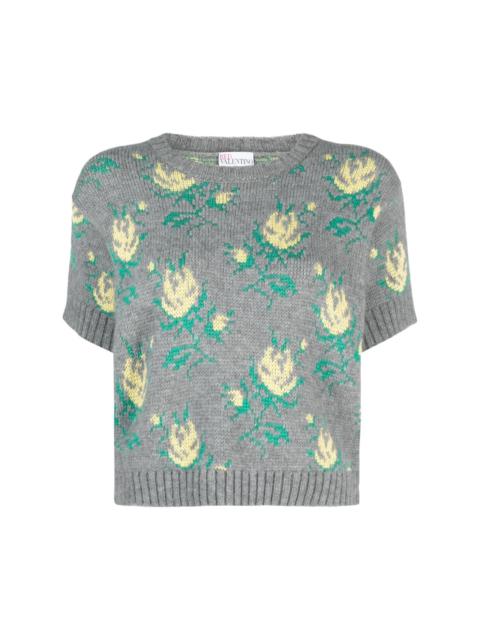 REDValentino floral-jacquard knitted top