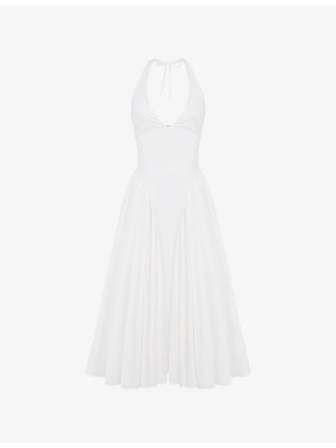 House of CB Marilyn Halter Stretch-Cotton Midi Dress