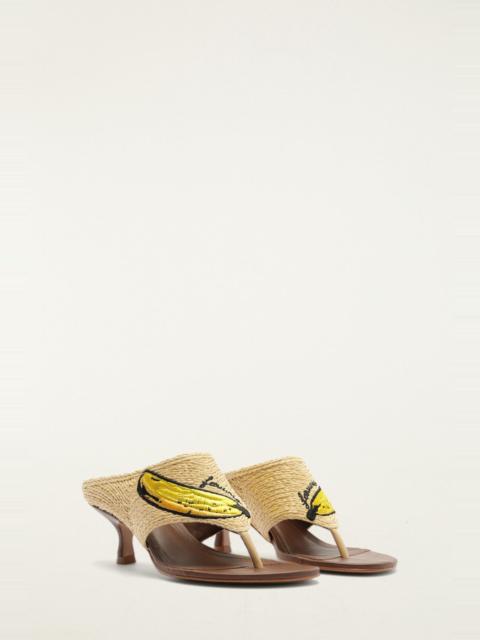 FARM RIO Raffia Embroidered Icons Kitten Heeled Sandal