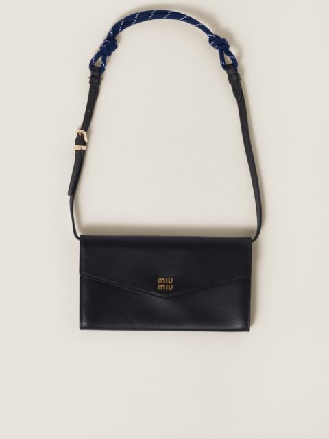 Miu Miu Leather wallet with leather and cord shoulder strap