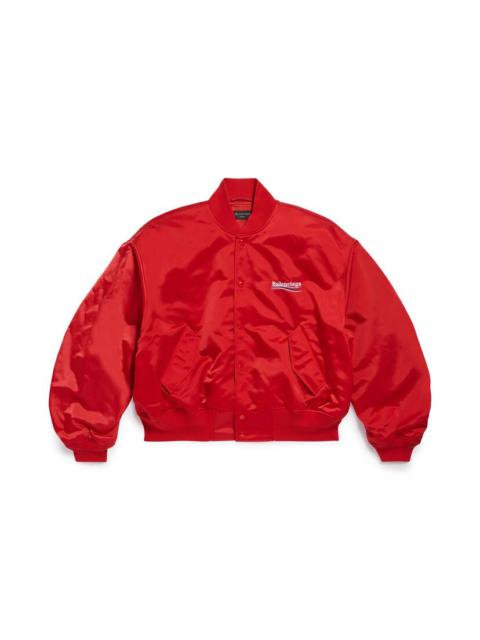 BALENCIAGA Political Campaign Varsity Jacket in Bright Red