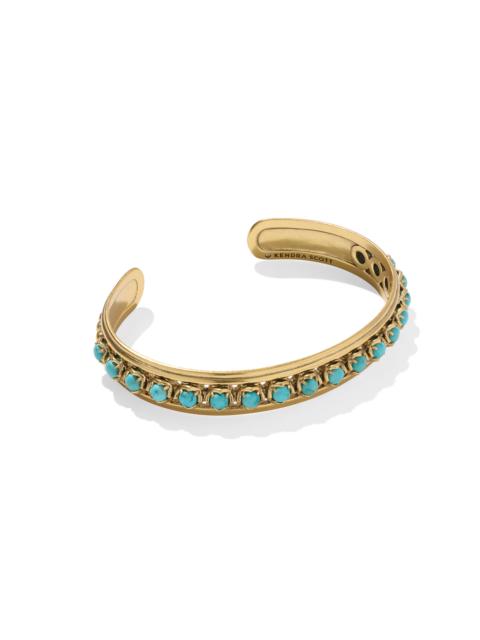 KENDRA SCOTT Ida Vintage Gold Cuff Bracelet in Variegated Turquoise Magnesite