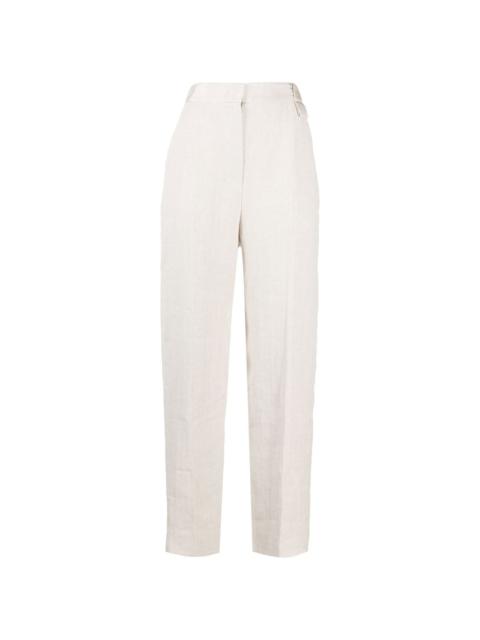 pressed-crease straight trousers