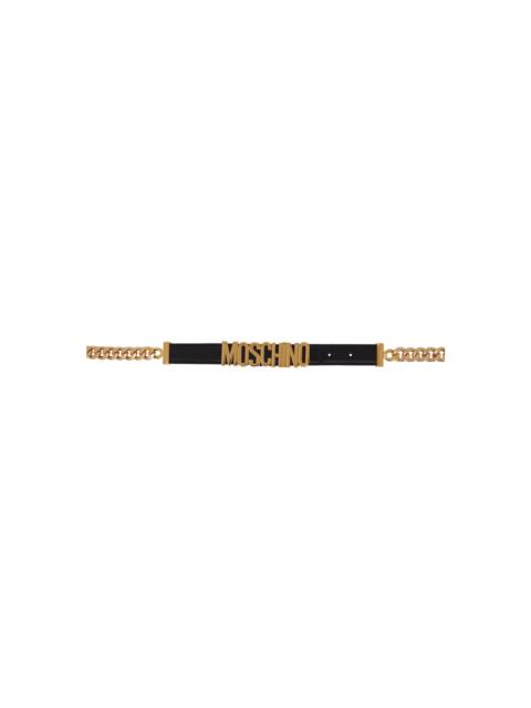 Moschino Black & Gold Leather Belt