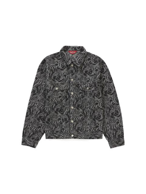 Supreme Supreme Script Jacquard Denim Trucker Jacket Washed Black