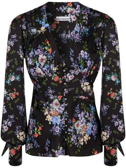 rabanne floral-print silk shirt