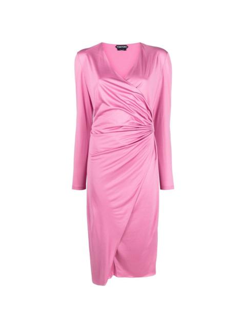 TOM FORD ruched wrap midi dress