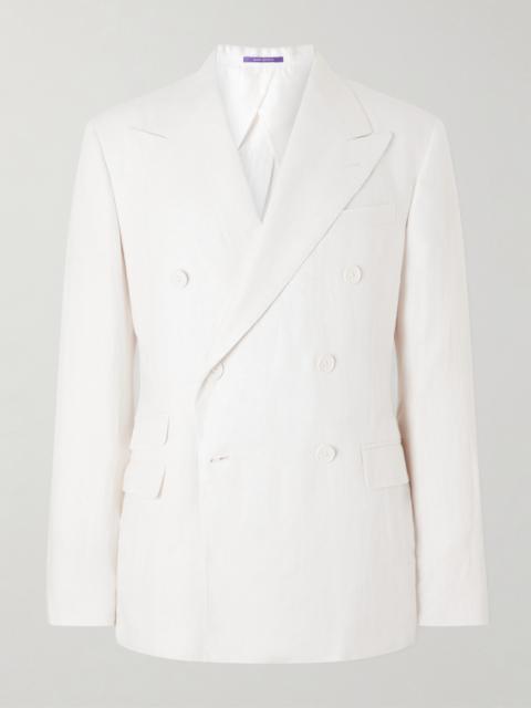 Ralph Lauren Double-Breasted Herringbone Linen Suit Jacket