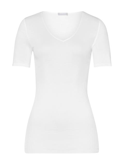 HANRO Cotton Seamless Fitted Cotton V-Neck Top