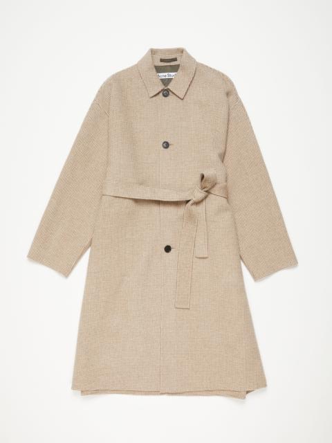 Acne Studios Houndstooth belted coat - Mahogany brown/Ivory white