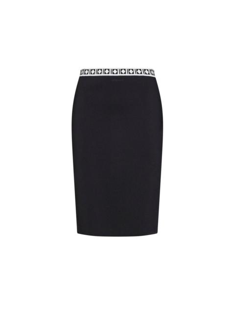 VERSACE Black knit midi skirt with jacquard details