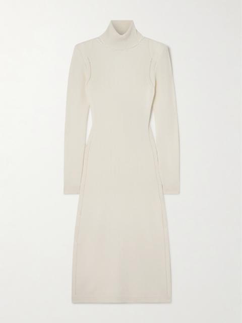 TOM FORD Cutout Cashmere Turtleneck Midi Dress