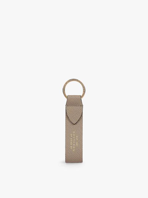 Smythson Panama grained leather keyring