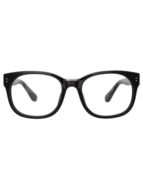 LINDA FARROW CEDRIC RECTANGULAR OPTICAL FRAMES IN BLACK AND NICKEL