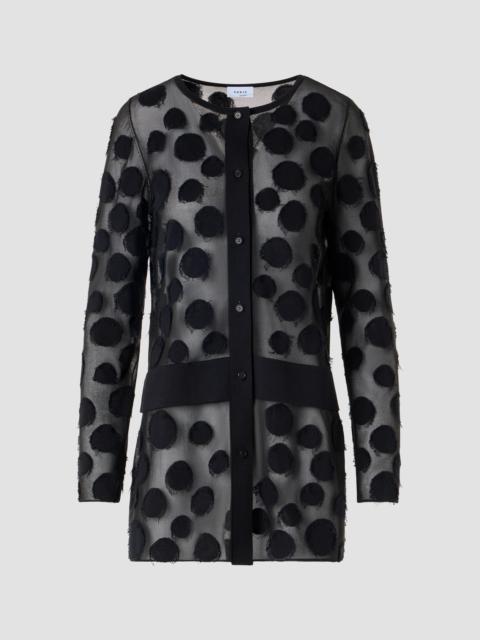 AKRIS Women's Polka Dot Intarsia-Knit Tulle Cardigan - Black