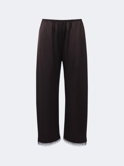 LESET Barb lace-trimmed satin wide-leg pants