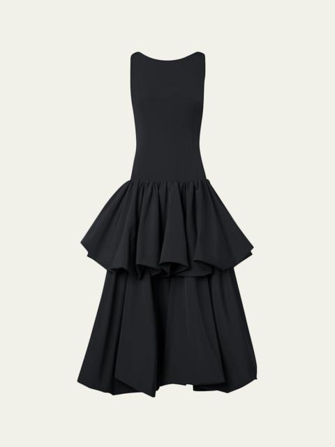 AKRIS Drop-Waist Ruffle Maxi Dress