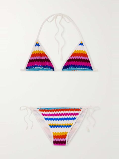 Mare striped stretch-velvet triangle bikini