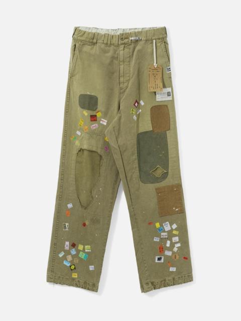 Maison MIHARAYASUHIRO PRICE TAG STICKER PRINT REPAIRED PANTS