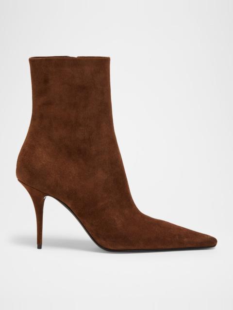 SAINT LAURENT 90mm Ashley Suede Ankle Booties