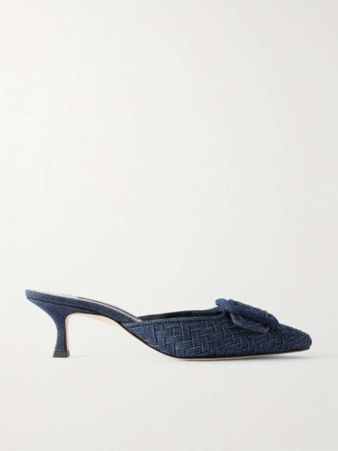 Manolo Blahnik Maysalebi 50 suede-trimmed croc-effect