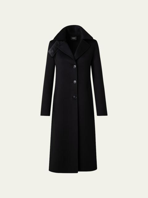AKRIS Leather Collar Cashmere Coat