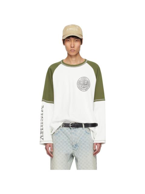 MISBHV White & Khaki Varsity 70's Longsleeve T-shirt