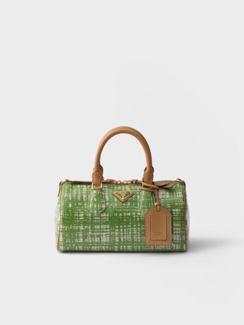 Prada Small linen blend and leather top-handle bag