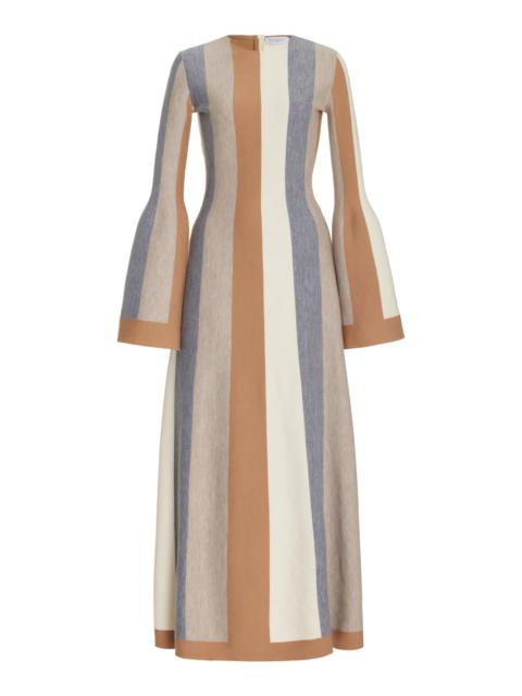 GABRIELA HEARST Quinlan Dress in Ivory Multi Striped Cashmere Wool