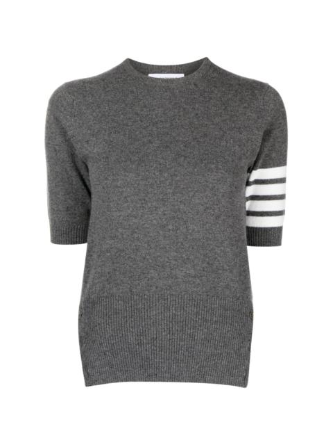 signature 4-Bar stripe short-sleeve cashmere top