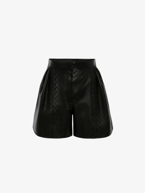 Alexander McQueen Couture Stitch Leather Shorts in Black