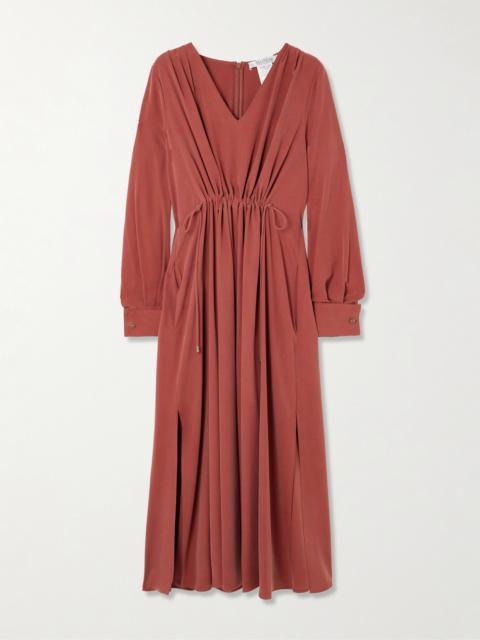 Max Mara Gathered Silk Midi Dress