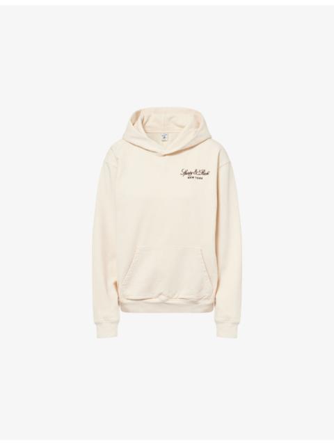 Sporty & Rich Farm Script Logo-Embroidered Cotton Hoody